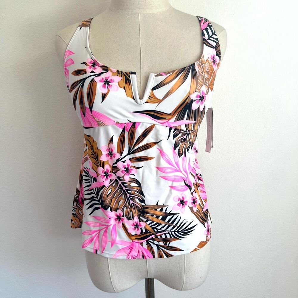 Salt + Cove Tropic Time V-Wire Tankini Top Tropical Print XL - Picture 2 of 14